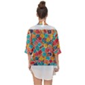 floral and leaves pattern Open Front Chiffon Kimono View2