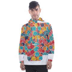 Floral And Leaves Pattern Men s Front Pocket Pullover Windbreaker