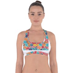 Floral And Leaves Pattern Cross Back Hipster Bikini Top 