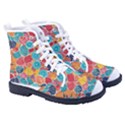 floral and leaves pattern Women s High-Top Canvas Sneakers View3