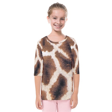 Giraffe Skin Texture Kids  Quarter Sleeve Raglan T-shirt by kyorashop23