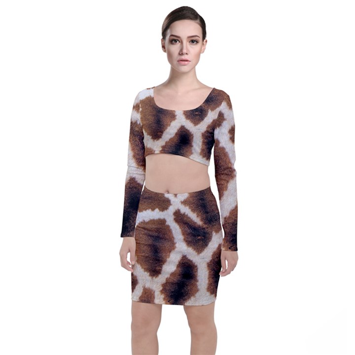 Giraffe Skin Texture Top and Skirt Sets