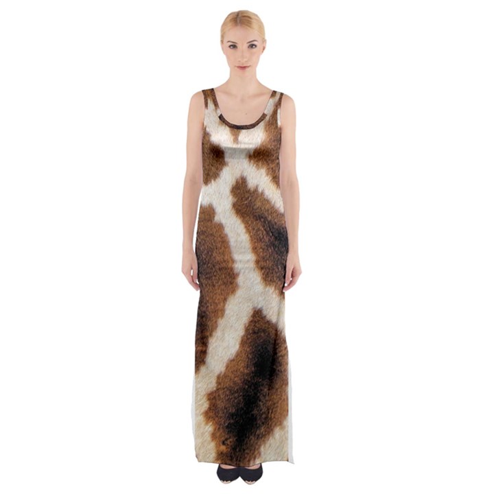 Giraffe Skin Texture Thigh Split Maxi Dress