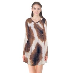 Giraffe Skin Texture Long Sleeve V-neck Flare Dress by kyorashop23