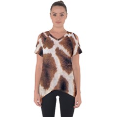 Giraffe Skin Texture Cut Out Side Drop T-shirt by kyorashop23