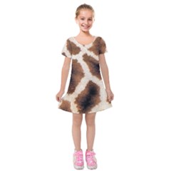 Giraffe Skin Texture Kids  Short Sleeve Velvet Dress