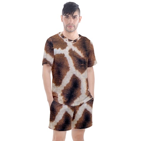 Giraffe Skin Texture Men s Mesh T-shirt And Shorts Set by kyorashop23