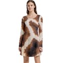 Giraffe Skin Texture Long Sleeve Velour Skater Dress View1