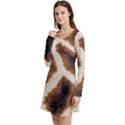 Giraffe Skin Texture Long Sleeve Velour Skater Dress View2