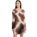 Giraffe Skin Texture Long Sleeve Velour Skater Dress View3