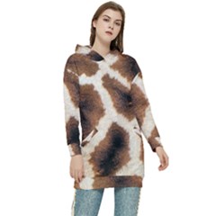 Giraffe Skin Texture Women s Long Oversized Pullover Hoodie