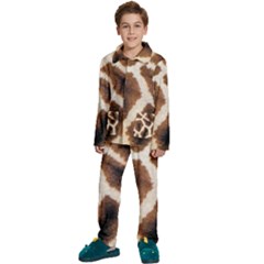 Giraffe Skin Texture Kids  Long Sleeve Velvet Pajamas Set by kyorashop23