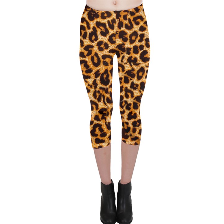 Giraffe Texture, Close-up, Giraffe Skin Texture Capri Leggings 