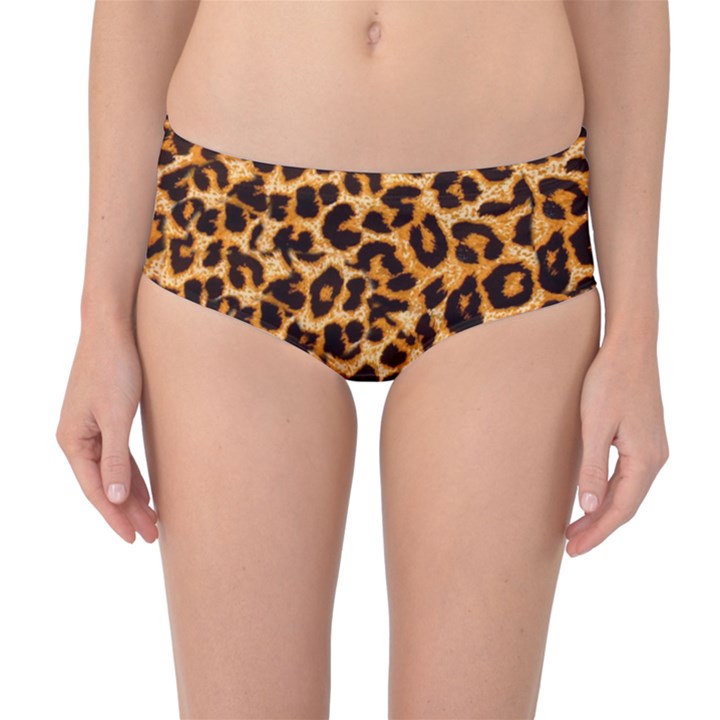 Giraffe Texture, Close-up, Giraffe Skin Texture Mid-Waist Bikini Bottoms