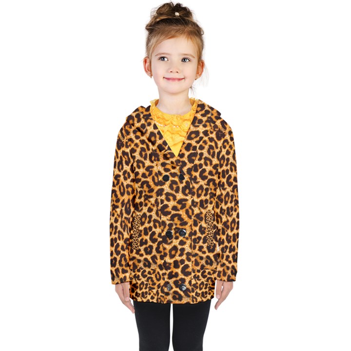 Giraffe Texture, Close-up, Giraffe Skin Texture Kids  Double Breasted Button Coat