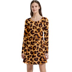 Giraffe Texture, Close-up, Giraffe Skin Texture Long Sleeve Velour Skater Dress by kyorashop23