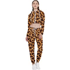 Giraffe Texture, Close-up, Giraffe Skin Texture Cropped Zip Up Lounge Set by kyorashop23