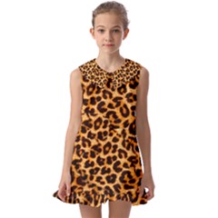 Giraffe Texture, Close-up, Giraffe Skin Texture Kids  Pilgrim Collar Ruffle Hem Dress by kyorashop23