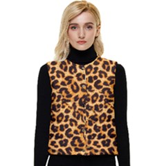 Giraffe Texture, Close-up, Giraffe Skin Texture Women s Button Up Puffer Vest