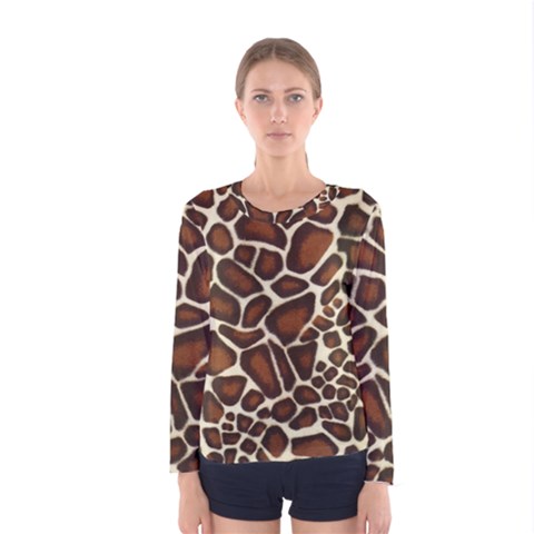 Giraffe Texture, Macro Women s Long Sleeve T-shirt by kyorashop23