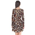 Giraffe Texture, Macro Long Sleeve V-neck Flare Dress View2