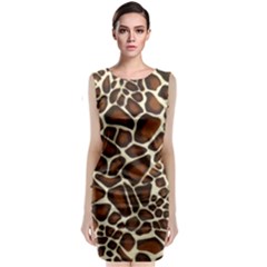 Giraffe Texture, Macro Sleeveless Velvet Midi Dress