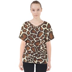 Giraffe Texture, Macro V-neck Dolman Drape Top by kyorashop23