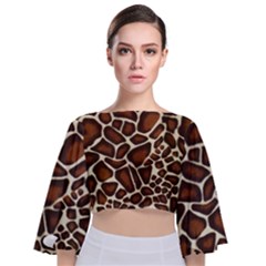 Giraffe Texture, Macro Tie Back Butterfly Sleeve Chiffon Top by kyorashop23