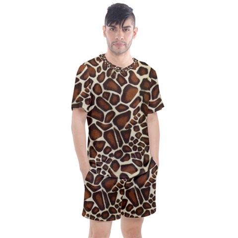 Giraffe Texture, Macro Men s Mesh T-shirt And Shorts Set by kyorashop23