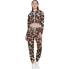 Giraffe Texture, Macro Cropped Zip Up Lounge Set by kyorashop23