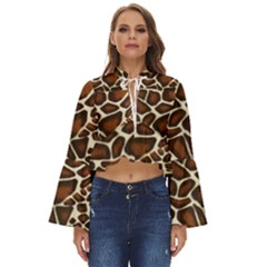 Giraffe Texture, Macro Boho Long Bell Sleeve Top