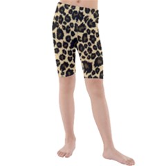 Jaguar Skin Texture, Jaguar Wool Texture, Yellow Kids  Mid Length Swim Shorts by kyorashop23