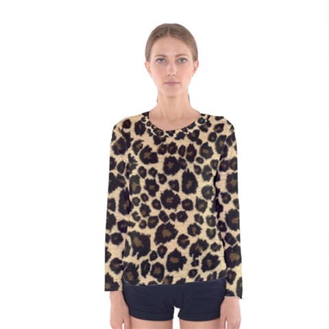 Jaguar Skin Texture, Jaguar Wool Texture, Yellow Women s Long Sleeve T-shirt by kyorashop23