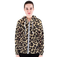 Jaguar Skin Texture, Jaguar Wool Texture, Yellow Women s Zipper Hoodie