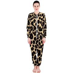 Jaguar Skin Texture, Jaguar Wool Texture, Yellow Onepiece Jumpsuit (ladies)