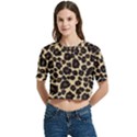 Jaguar Skin Texture, Jaguar Wool Texture, Yellow Women s Round Neck Short Sleeve Crop Top View1