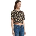 Jaguar Skin Texture, Jaguar Wool Texture, Yellow Women s Round Neck Short Sleeve Crop Top View3