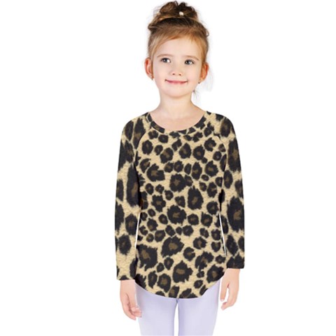 Jaguar Skin Texture, Jaguar Wool Texture, Yellow Kids  Long Sleeve T-shirt by kyorashop23