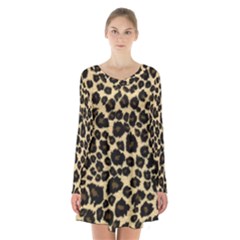 Jaguar Skin Texture, Jaguar Wool Texture, Yellow Long Sleeve Velvet V-neck Dress