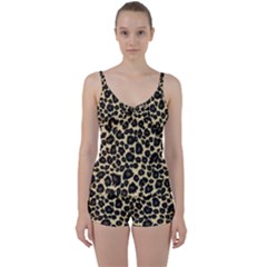 Jaguar Skin Texture, Jaguar Wool Texture, Yellow Tie Front Two Piece Tankini by kyorashop23