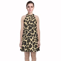 Jaguar Skin Texture, Jaguar Wool Texture, Yellow Velvet Halter Neckline Dress 