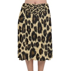 Jaguar Skin Texture, Jaguar Wool Texture, Yellow Velvet Flared Midi Skirt