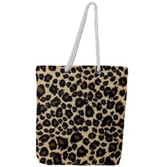 Jaguar Skin Texture, Jaguar Wool Texture, Yellow Full Print Rope Handle Tote (large) by kyorashop23