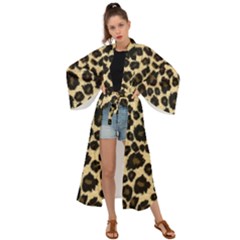 Jaguar Skin Texture, Jaguar Wool Texture, Yellow Maxi Kimono by kyorashop23