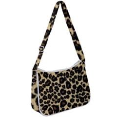 Jaguar Skin Texture, Jaguar Wool Texture, Yellow Zip Up Shoulder Bag by kyorashop23