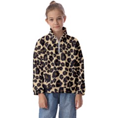 Jaguar Skin Texture, Jaguar Wool Texture, Yellow Kids  Half Zip Hoodie