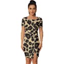 Jaguar Skin Texture, Jaguar Wool Texture, Yellow Fitted Knot Split End Bodycon Dress View1