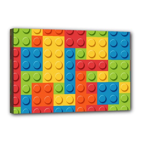 Lego Bricks, Colorful Dots Background Canvas 18  X 12  (stretched) by kyorashop23