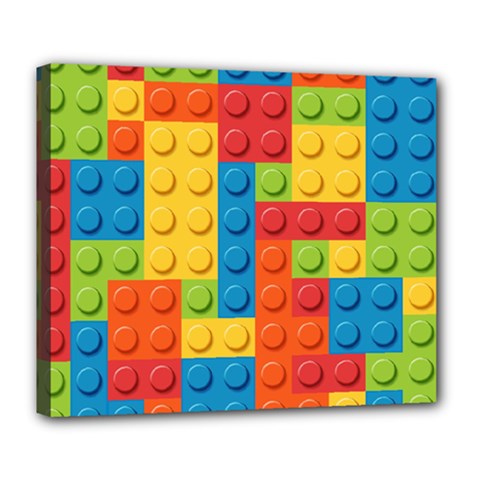 Lego Bricks, Colorful Dots Background Deluxe Canvas 24  X 20  (stretched) by kyorashop23