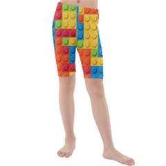 Lego Bricks, Colorful Dots Background Kids  Mid Length Swim Shorts by kyorashop23